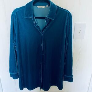Soft Surroundings Teal Velvet Shirt